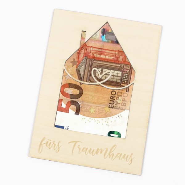 Geschenkkarte Holz | Geldgeschenk | fürs Traumhaus