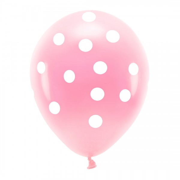 Luftballons | Party Deko | Eco | rosa Punkte | 33 cm 6 Stk.