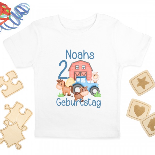 Kinder Shirt | Mottoparty | Bauernhof | Wunschname & Wunschzahl