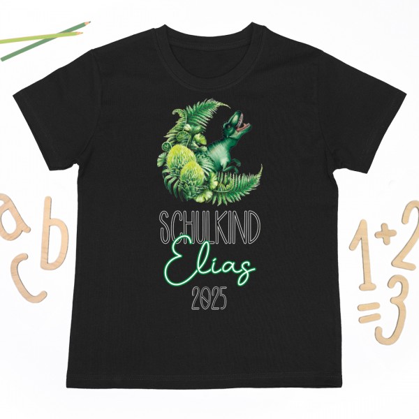Schulkindshirt | Dinodschungel | Wunschname & Wunschjahr