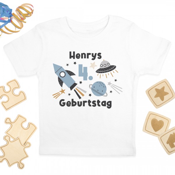 Kinder Shirt | Mottoparty | Weltraum | Wunschname & Wunschzahl