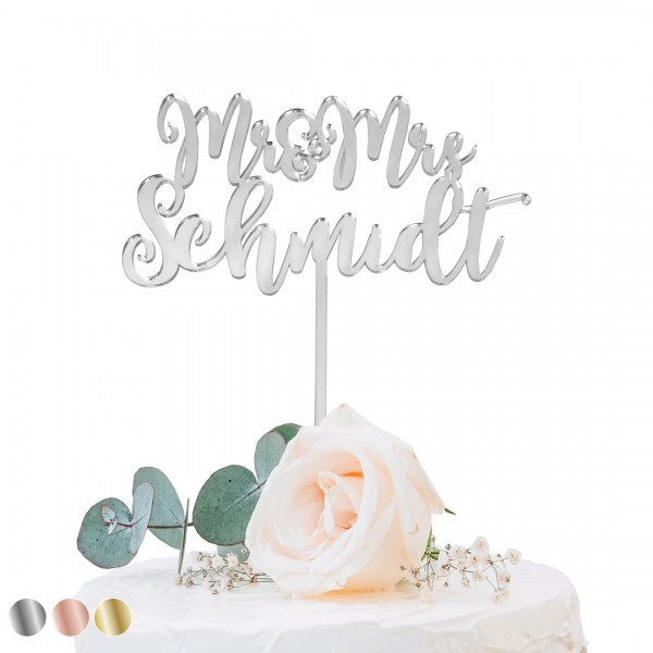 Cake Topper Acryl Spiegel | Hochzeit | Mr. & Mrs. | Wunschname