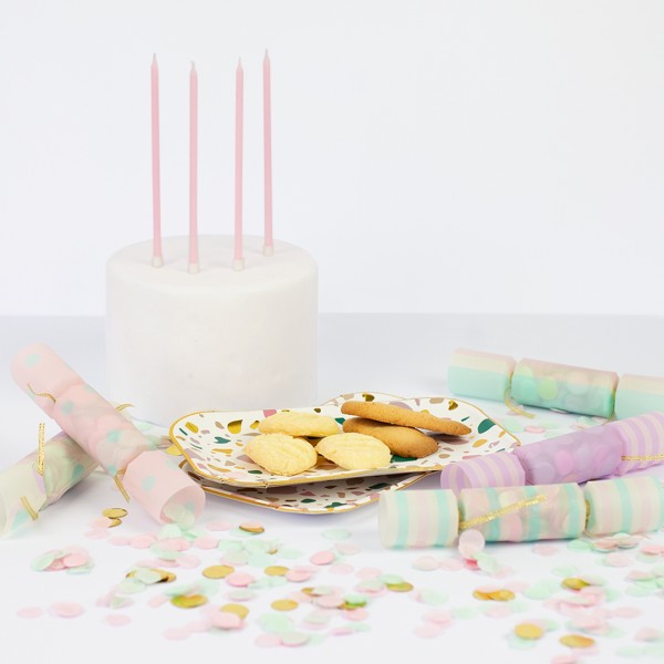Party Deko-Set "Minibunt", bestehend aus Konfetti, Tellern und Kerzen
