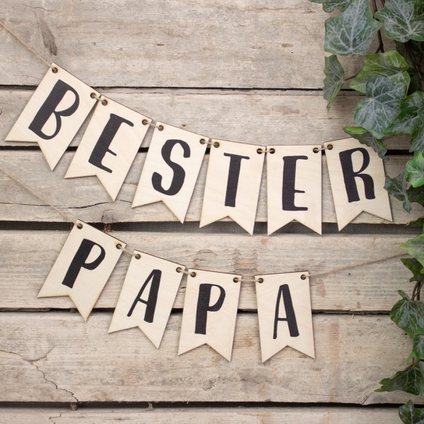 Wimpelkette Bester Papa | Holz | bedruckt
