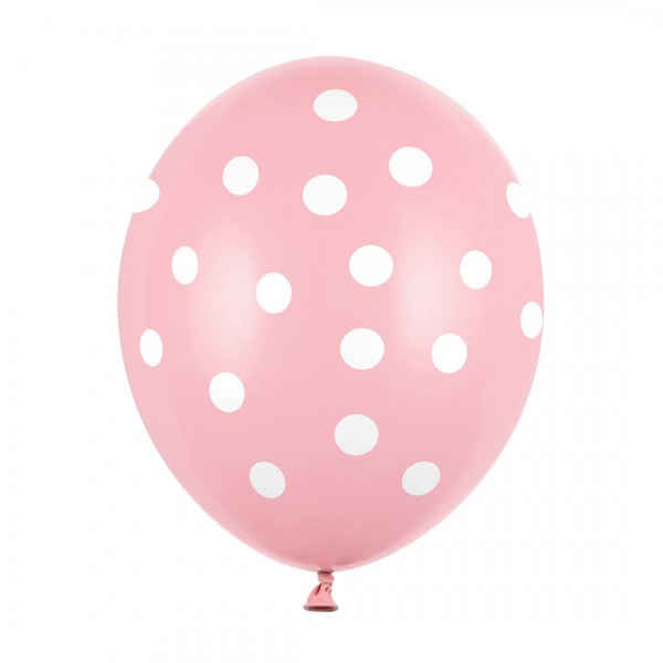 Luftballons | Party Deko | rosa | weisse Punkte 30 cm 6 Stk.