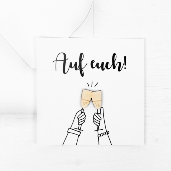 Postkarte Mini mit Holz | Hochzeit | Auf Euch