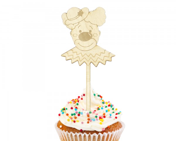 Cake Topper Holz | Clown | Hut mit Blume
