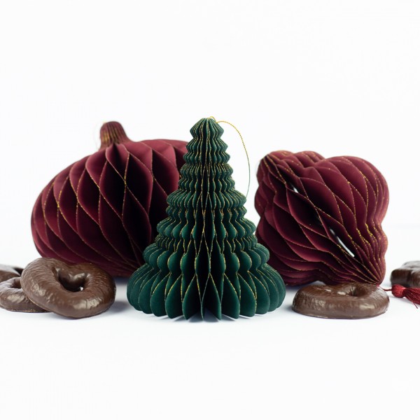 Party Deko Set Weihnachten mit drei Waben-Ornamenten