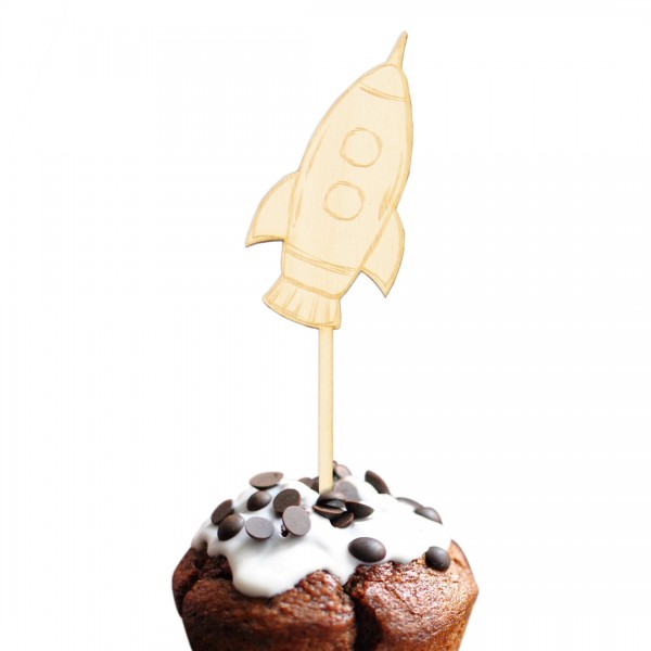 Raketen-Cake Topper auf Muffin