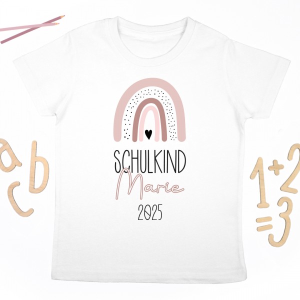 Schulkindshirt | Boho Regenbogen | Wunschname & Wunschjahr