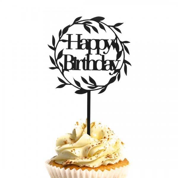 Cake Topper "Happy Birthday Kranz" auf Muffin