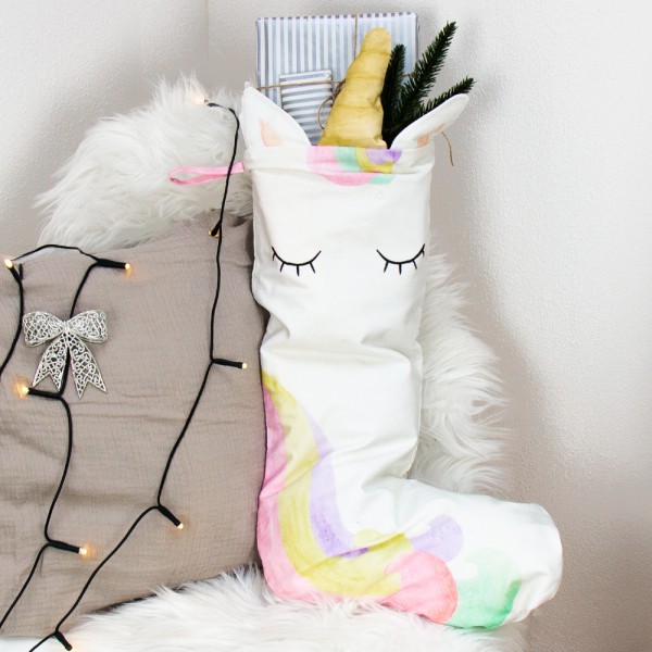 XXL | Nikolausstiefel | Aquarelltiere | Einhorn