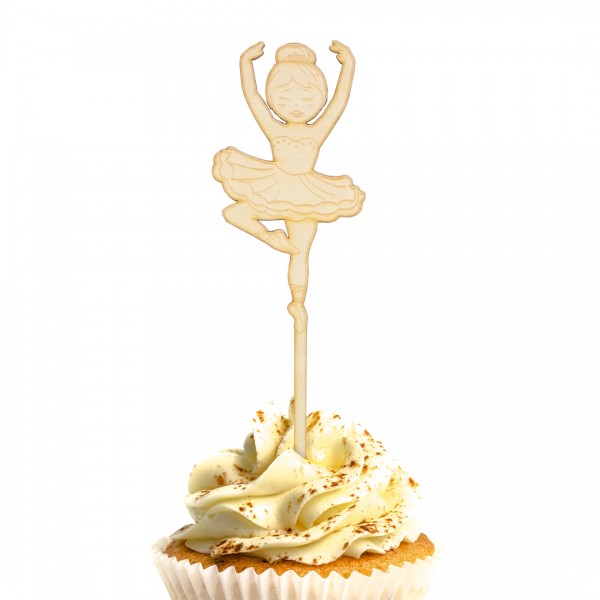 Cake Topper Ballerina aus Holz auf Muffin