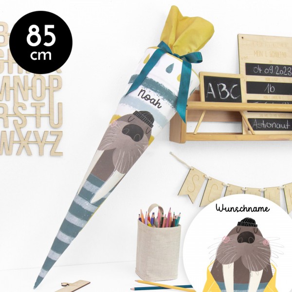 Schultüte aus Stoff personalisierbar mit Wunschname – Hamburger Jungs - 85 cm