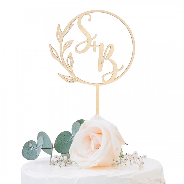 Cake Topper Holz | Hochzeit | Kreis | Initialen
