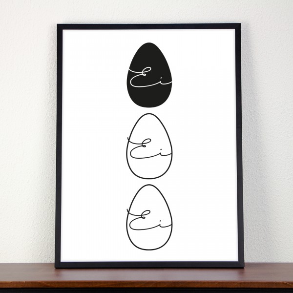 Poster | Ostern | Ei in einem schwarzen Bilderrahmen 