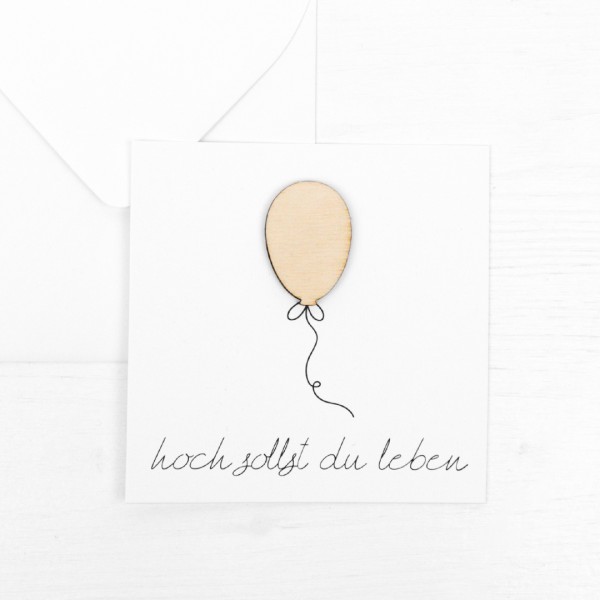 Postkarte Mini mit Holz | Geburtstag | Hoch sollst du leben