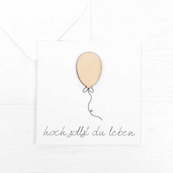 Postkarte Mini mit Holz | Geburtstag | Hoch sollst du leben