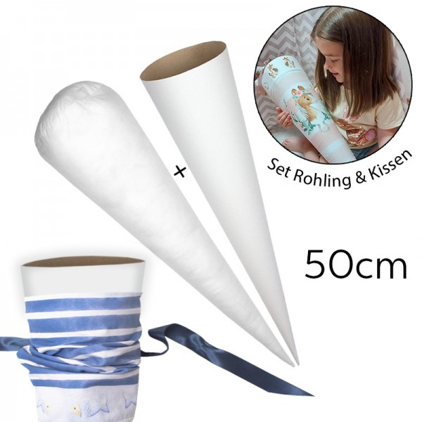 Set Schultüten Rohling + Kissen | für Schultüte 50 cm