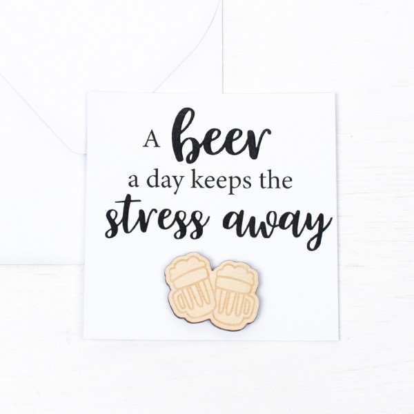 Postkarte Mini mit Holz | Bier | a beer a day