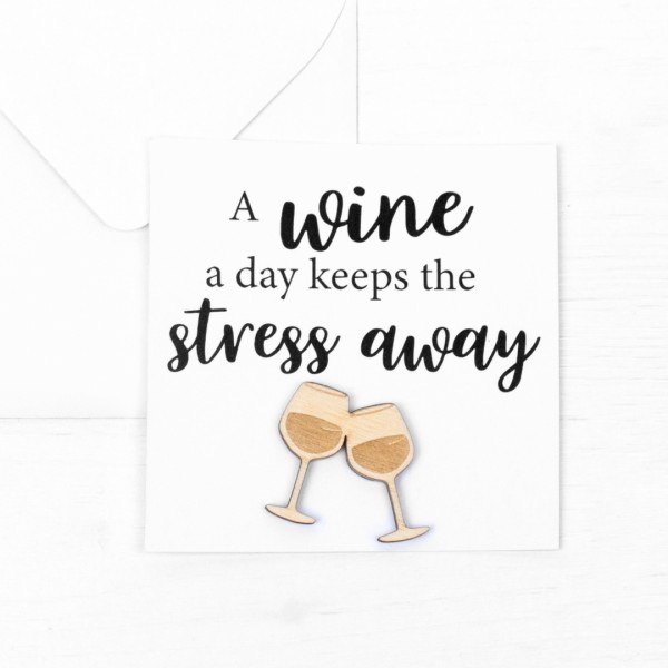 Postkarte Mini mit Holz | Wein | a wine a day