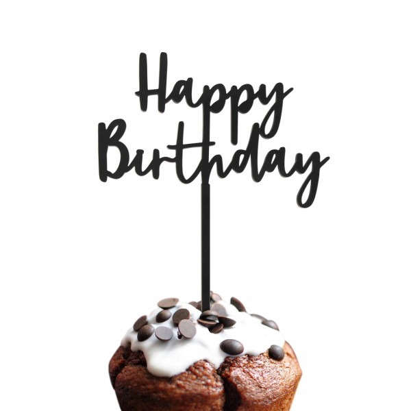 Cake Topper "Happy Birthday verspielt" auf Muffin