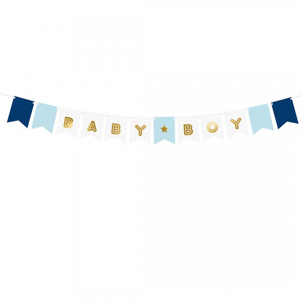 Banner Baby Boy in blau und weiß für babyparty