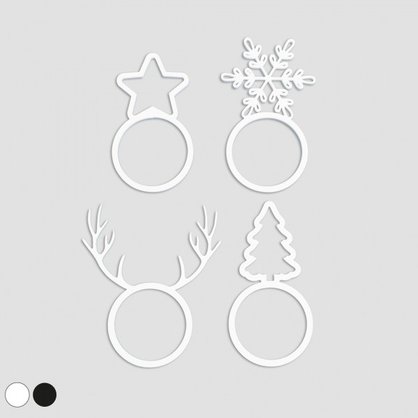 Serviettenringe Acryl | Weihnachten Tischdeko | 4er Set Serviettenhalter | schwarz / weiß