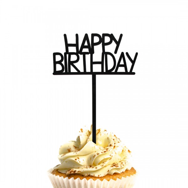 Cake Topper "Happy Birthday groß" auf einem Muffin