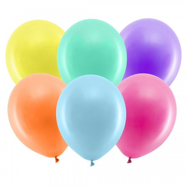 Partydeko –Ballons – Pastell Regenbogen Mix 23 cm 100 Stk. Detail