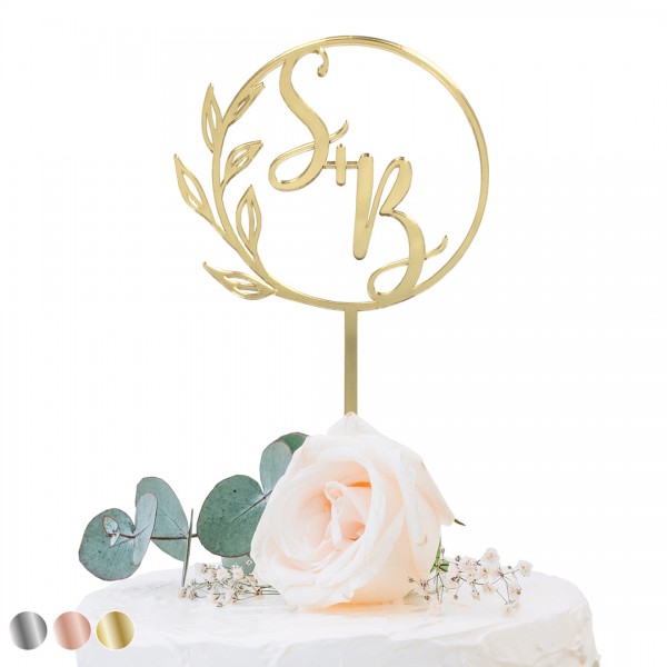 Cake Topper Acryl Spiegel | Hochzeit | Kreis | Initialen