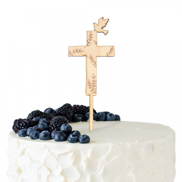 Cake Topper Holz | Taufe | Kreuz