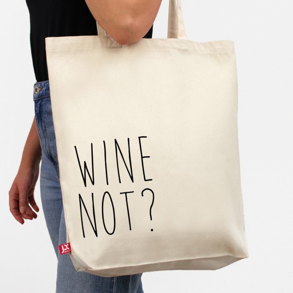 Jutebeutel bedruckt | Wine not? | Einkaufstasche aus Baumwolle | Stoffbeutel
