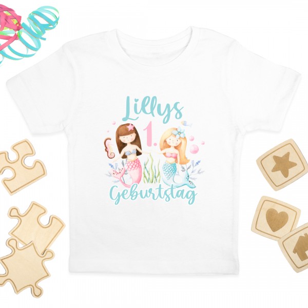 Kinder Shirt | Mottoparty | Meerjungfrau | Wunschname & Wunschzahl