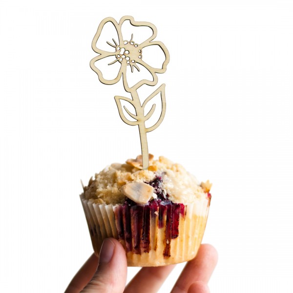 Cake Topper Silhouette Blüte auf einem Muffin