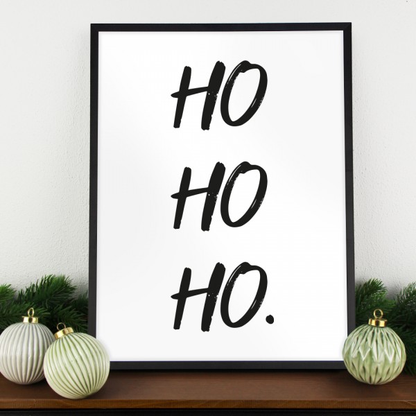 Poster Weihnachten mit Spruch hohoho und Deko