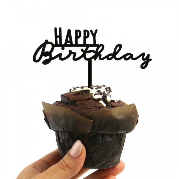 Cake Topper "Happy Birthday" auf Muffin