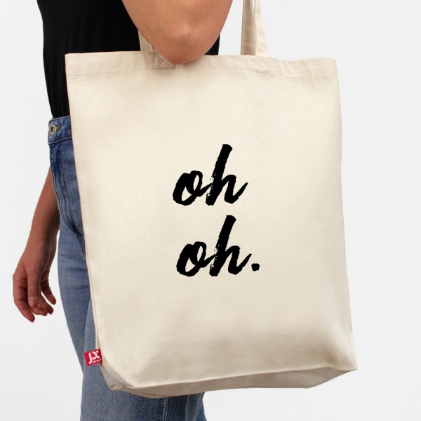 Jutebeutel bedruckt | Oh Oh | Einkaufstasche aus Baumwolle | Stoffbeutel