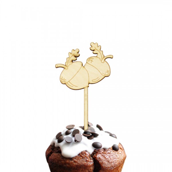 Eicheln Cake Topper auf Muffin