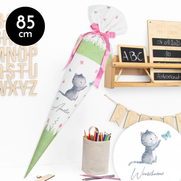 Schultüte aus Stoff | Kuschel Velvet | Wunschname | Little Kittens | 85 cm