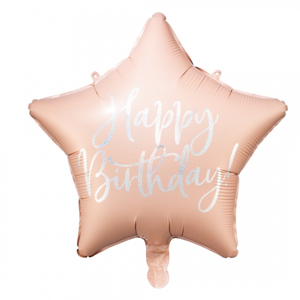 Folienballon Happy Birthday in rosa Glitzer