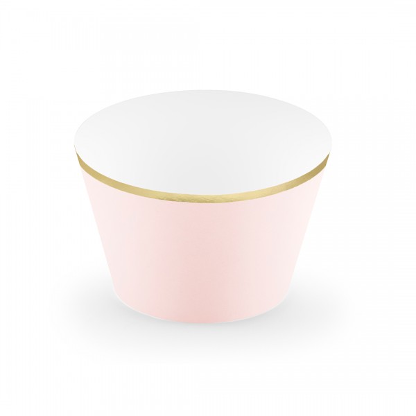 Muffinförmchen Pappe | Party Deko | rosa mit Goldrand | 6 Stk.