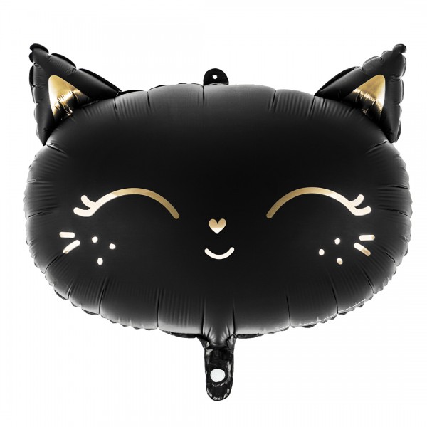 Folienballon Katze in Schwarz mit goldenen Highlighs
