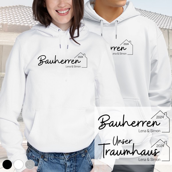 Bauherr / Bauherrin Hoodie | Hausbau | Design 5 | groß | Wunschfarbe & Wunschname