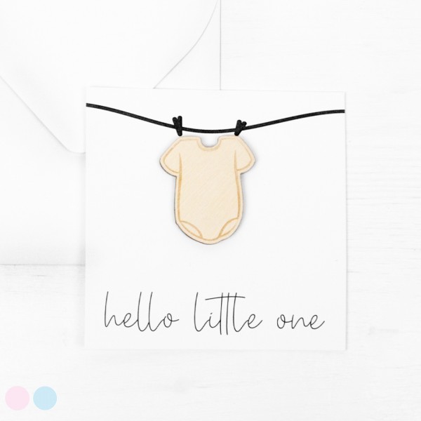 Postkarte Mini mit Holz | Geburt | Hello Little One