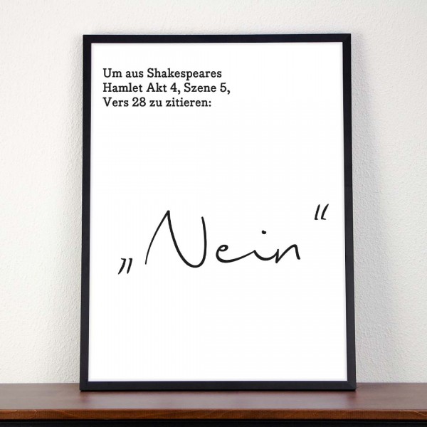 Poster Typographie "Nein" in einem schwarzen Rahmen