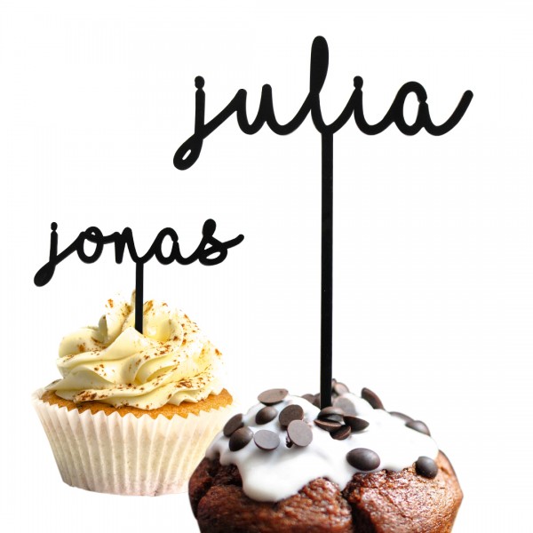 Cake Topper "Wunschname" auf Muffins
