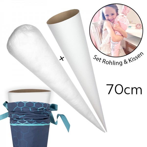 Set Schultüten Rohling + Kissen | für Schultüte 70 cm