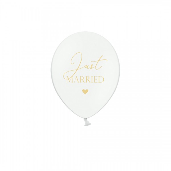 Ballons - Party Deko - Just Married in weiß mit goldener Schrift