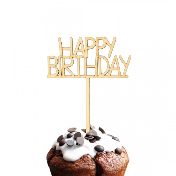 Cake Topper Happy Birthday auf Muffin